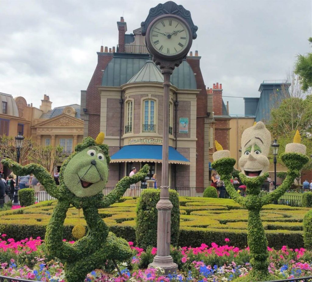 Cogworth & Lumiere Topiary at France Pavilion at EPCOT
