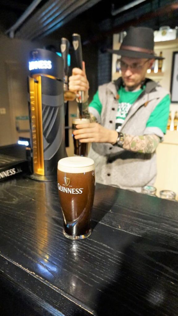 Poring a Guinness in Dublin