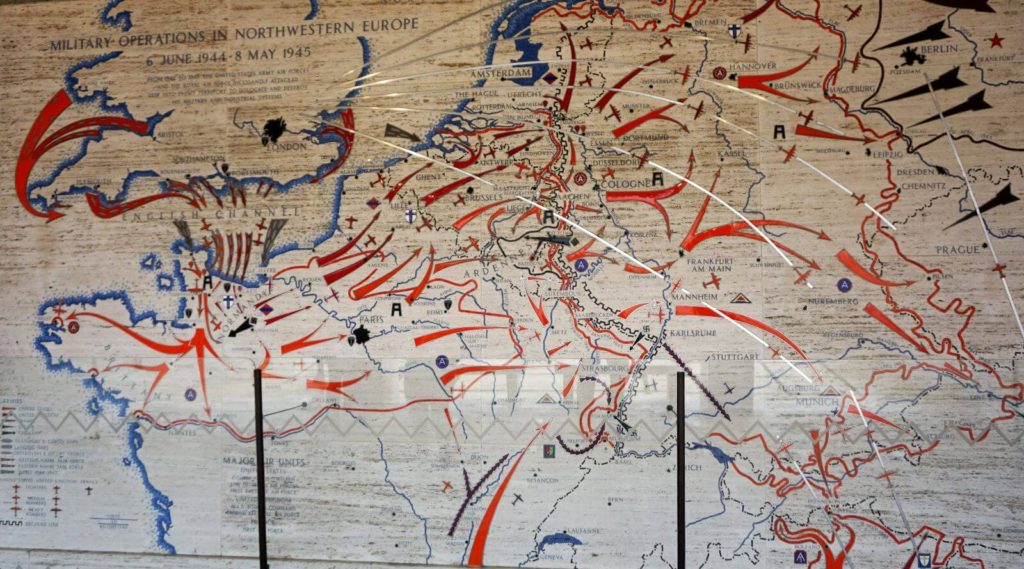 map showing battle patterns in europe during wwII