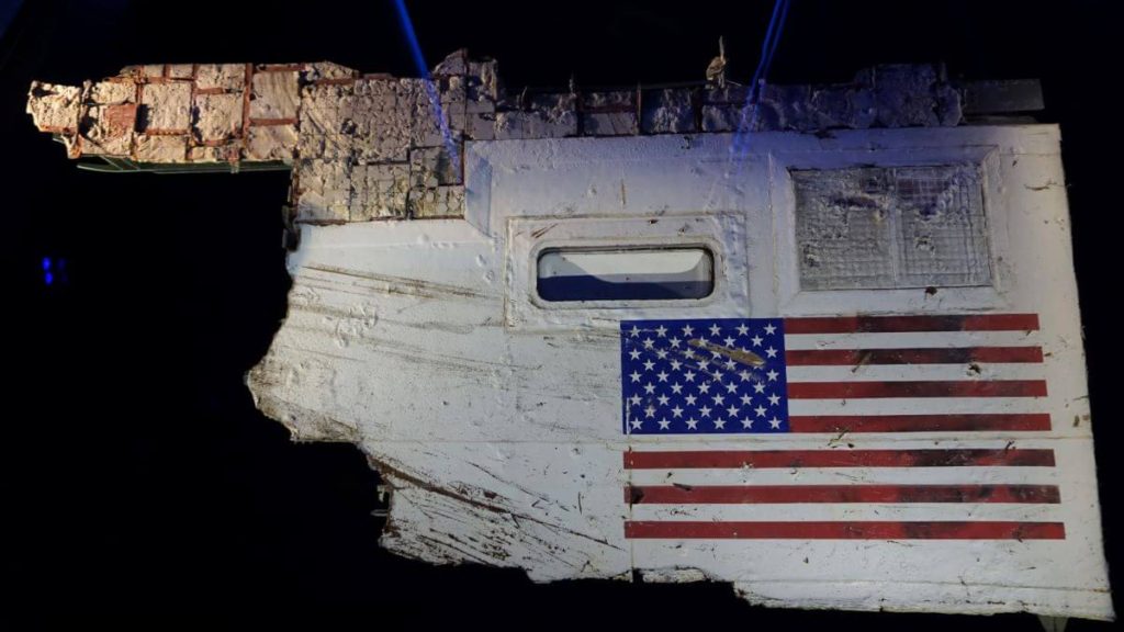 recovered left fuselage from the space shuttle challenger on display at kennedy space center