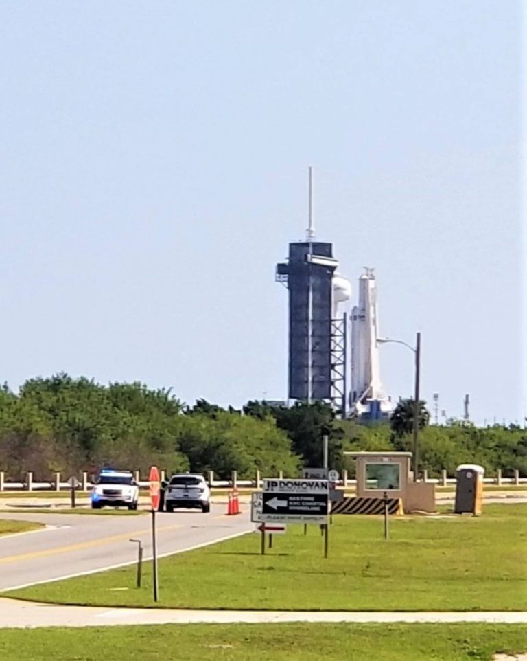 SpaceX Falcon Heavy on the launch pad at Kennedy Space Center