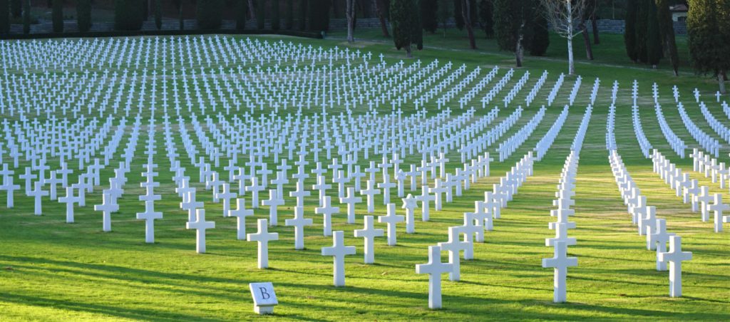 Florence American Cemetery rows of grave markers