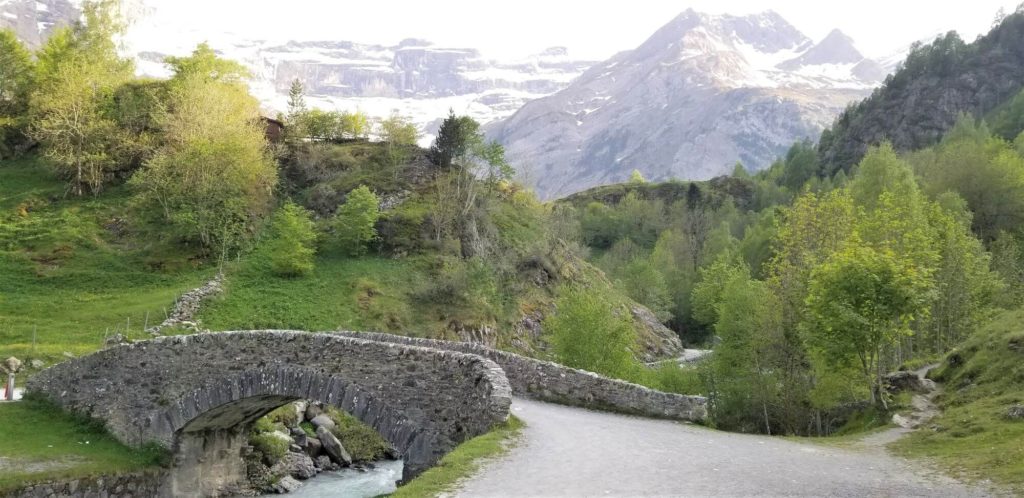 stone bridge in pyrenees mountains